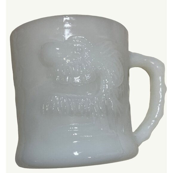 Grog White Milk Glass Mug 1970's BC Comics Johnny Hart Caveman Cup Vintage - Picture 1 of 9